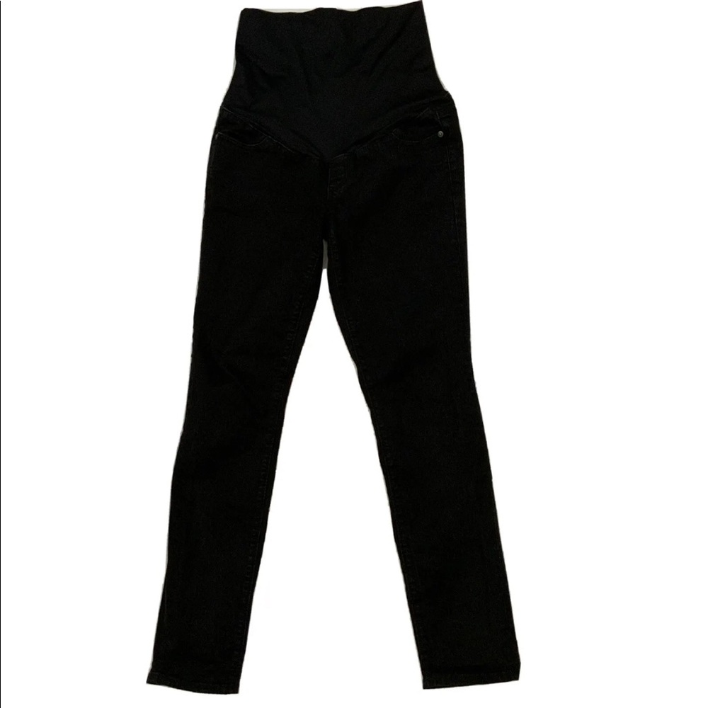LOFT Maternity Jeans Skinny Dark Wash Stretch Full Panel Black Size 4M - Picture 1 of 11
